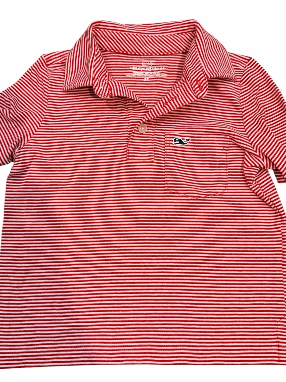 Vineyard Vines Red & White Striped Kids Polo